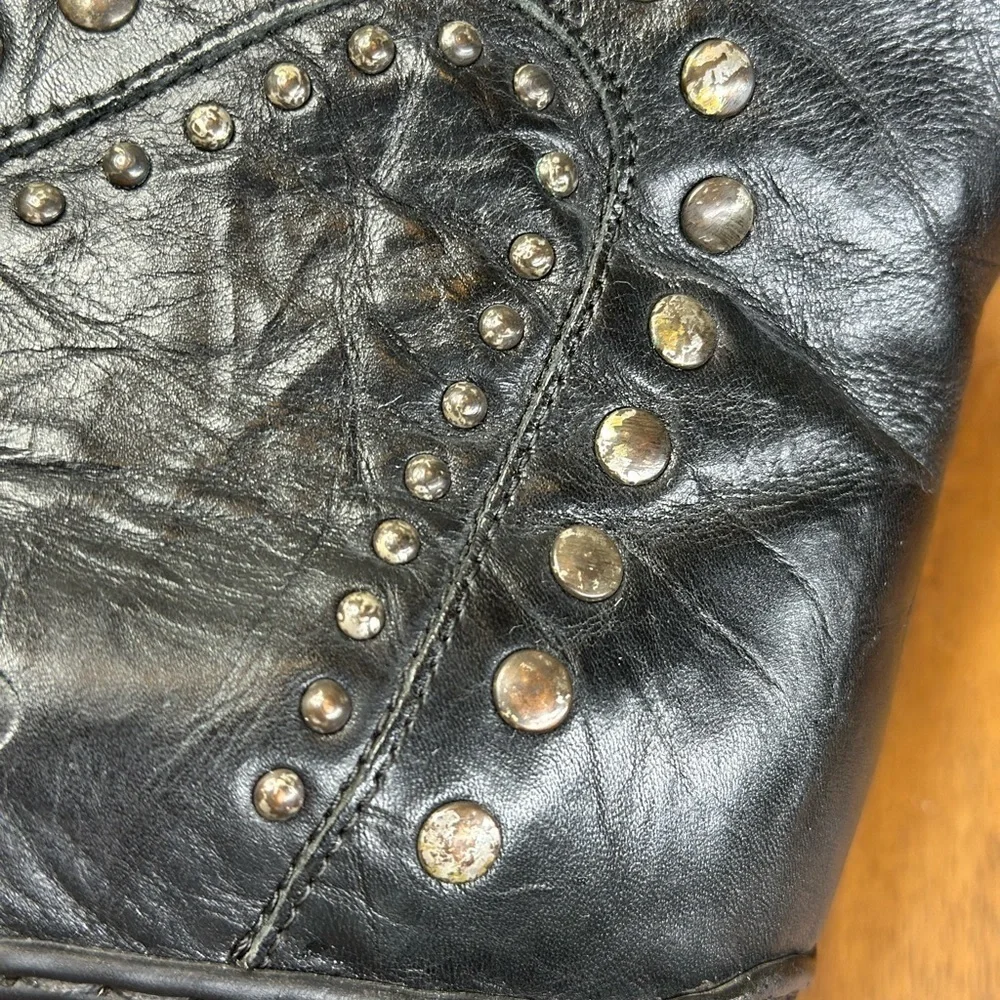 Josef Seibel Black Ankle Boot Studded Crinkle Leather Low cut  Leather